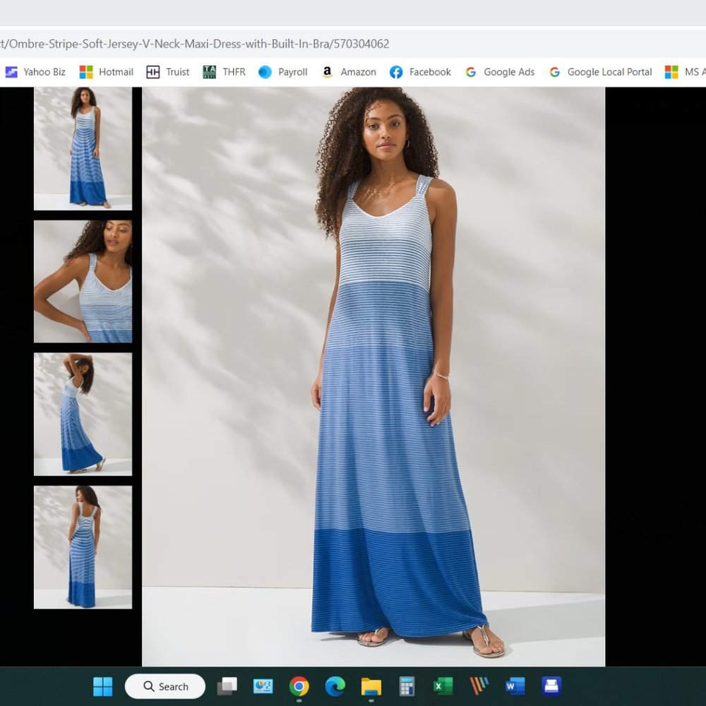 Soma Ombre Stripe Maxi Dress Built-In Bra & Pockets Size S NEW - Picture 2 of 8